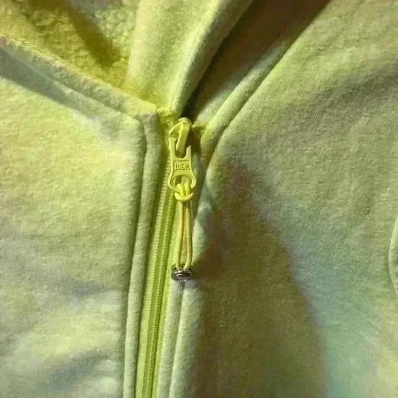 Women’s Talbots Brushed Terry Asymmetrical Zip Up Hoodie Lime Green Small - Picture 2 of 5